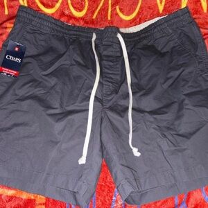 Chaps Charcoal Swim Shorts with White Drawstring